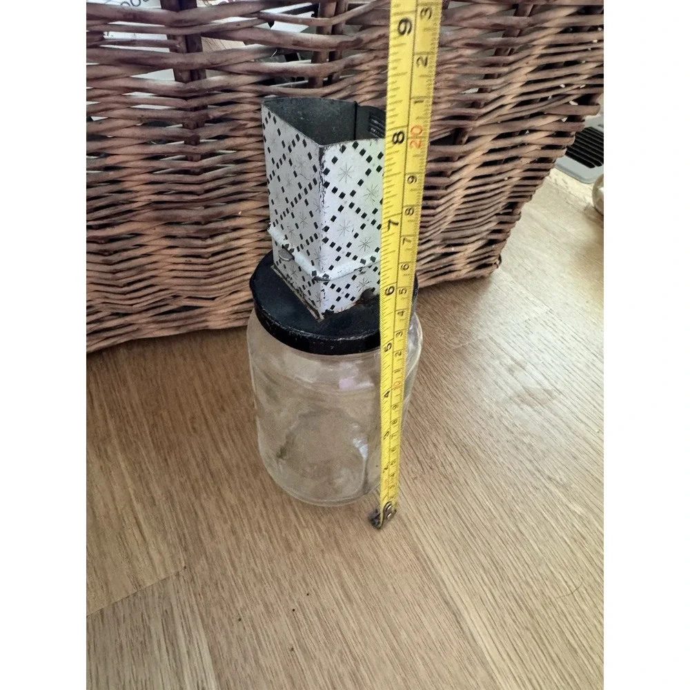 Vintage Androck Nut Chopper Spice Kitchen Glass Metal Jar Antique Rusty Prim